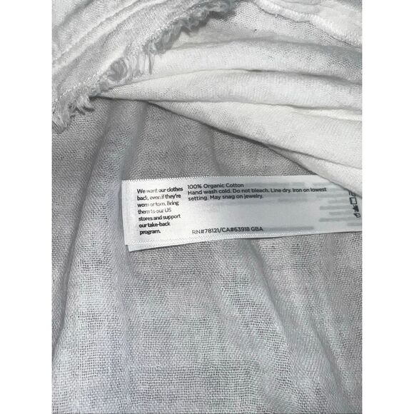 Eileen Fisher oversized XXS White Organic cropped frayed hem Minimalist blouse - Picture 8 of 8